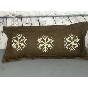 Christmas Holiday Decorative Snowflake Pillow Lumbar Brown
